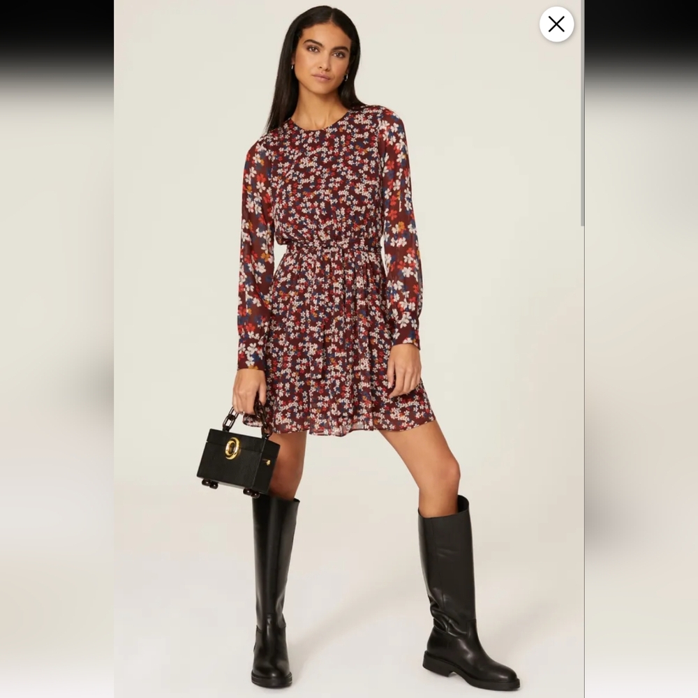 Jason Wu Floral Tie Waist Dress Size 2 Brown/Red